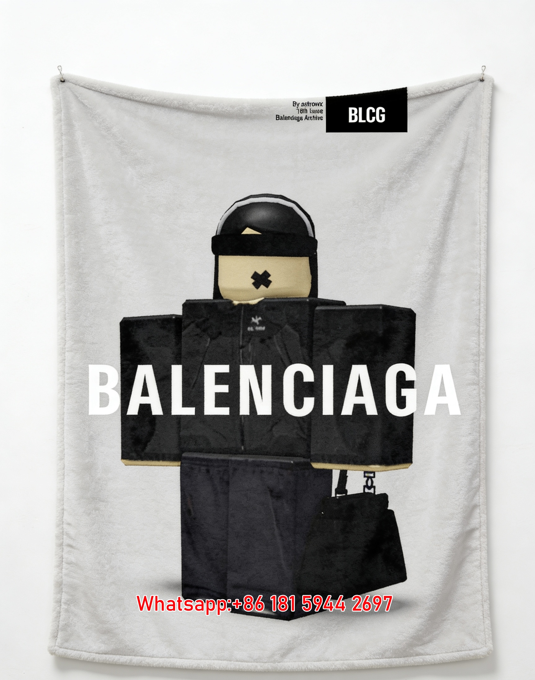 Balenciaga Roblox Figure Print Flannel Throw Blanket BA257
